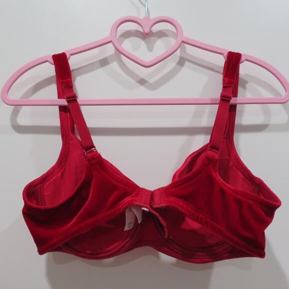 Victoria's Secret Womens Sz 34C Red Velvet Vintage Y2K Bra Lightly Lined Rose - Picture 2 of 9
